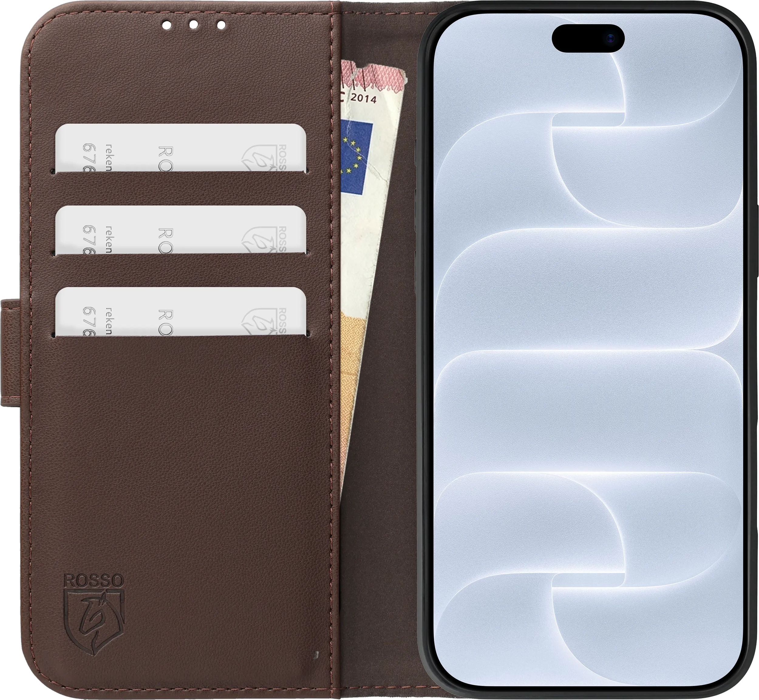 Rosso Element Modern iPhone 18 Pro Max / 17 Pro Max Hoesje Book Case Bruin afbeelding 3