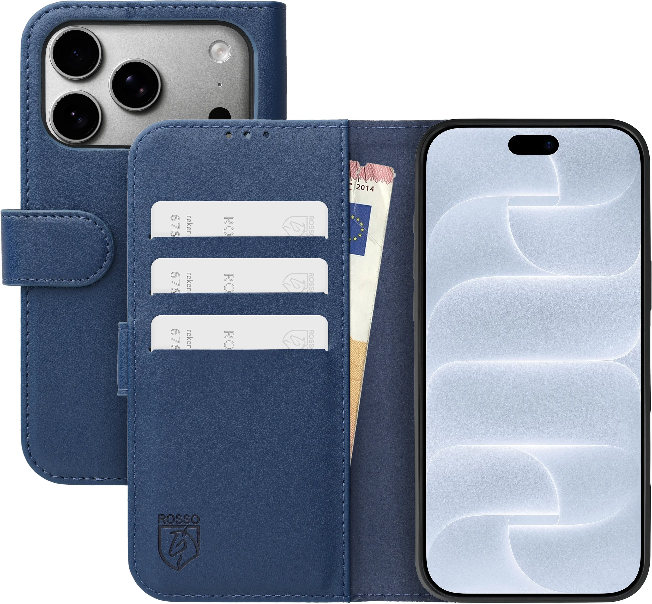 Rosso Element Modern iPhone 18 Pro Max / 17 Pro Max Hoesje Book Case Blauw afbeelding 1