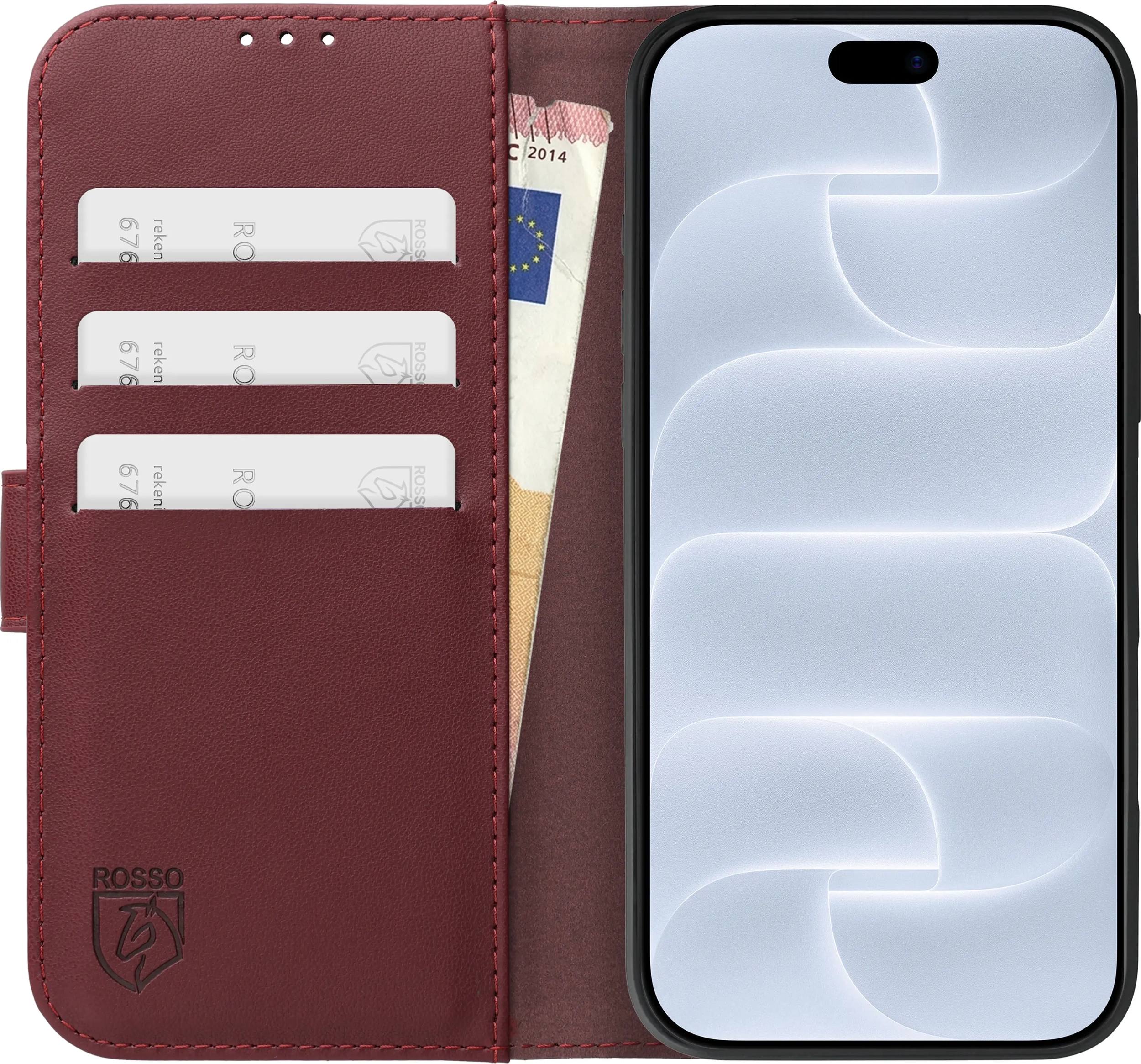 Rosso Element Modern iPhone 18 Pro Max / 17 Pro Max Hoesje Book Case Burgundy afbeelding 3