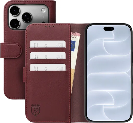 Rosso Element Modern iPhone 18 Pro Max / 17 Pro Max Hoesje Book Case Burgundy afbeelding 1