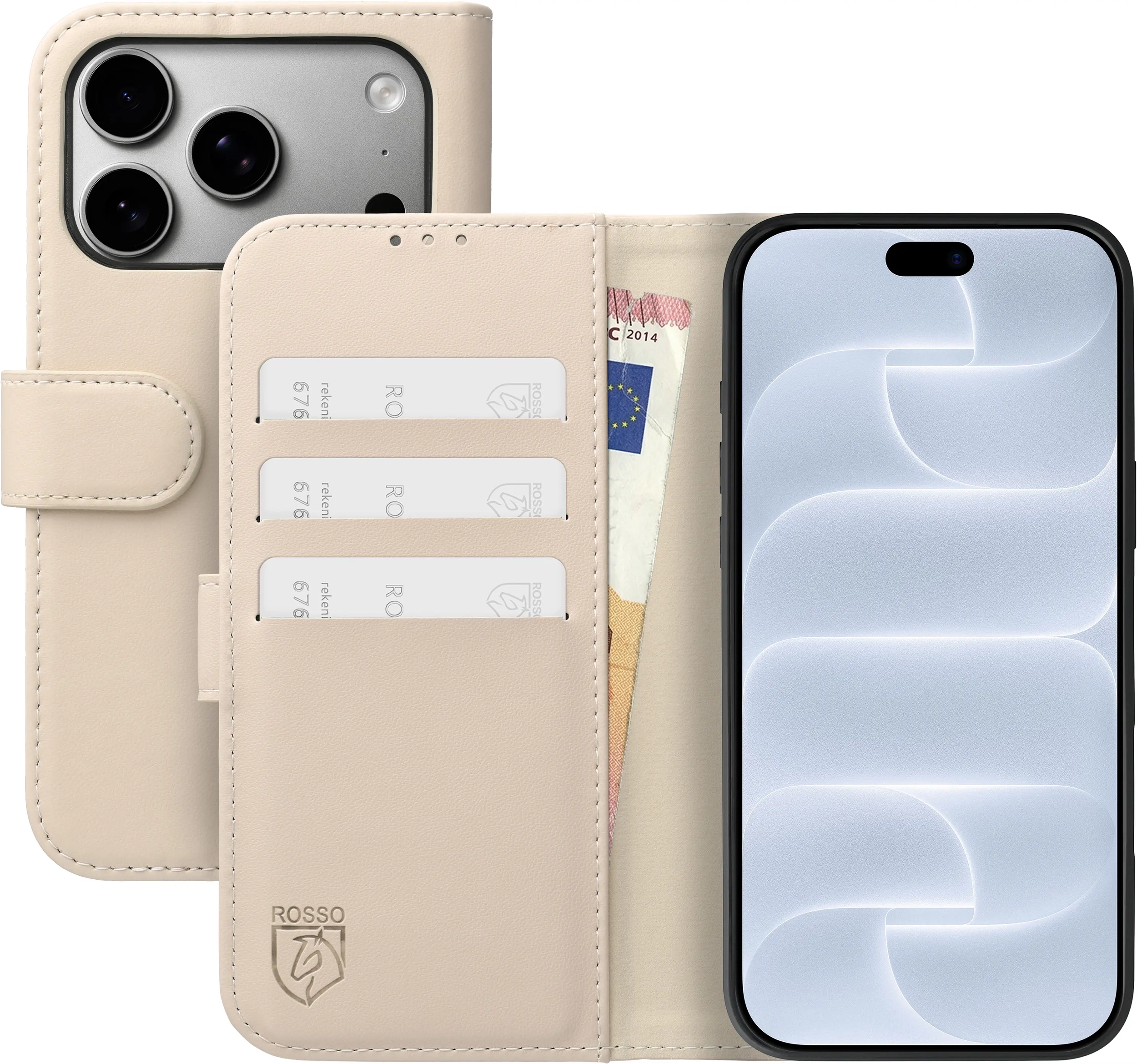 Rosso Element Modern iPhone 18 Pro Max / 17 Pro Max Hoesje Book Case Beige afbeelding 1