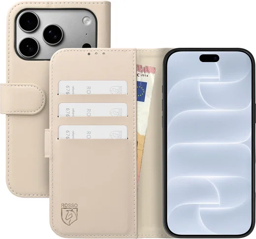 Rosso Element Modern iPhone 18 Pro Max / 17 Pro Max Hoesje Book Case Beige afbeelding 1