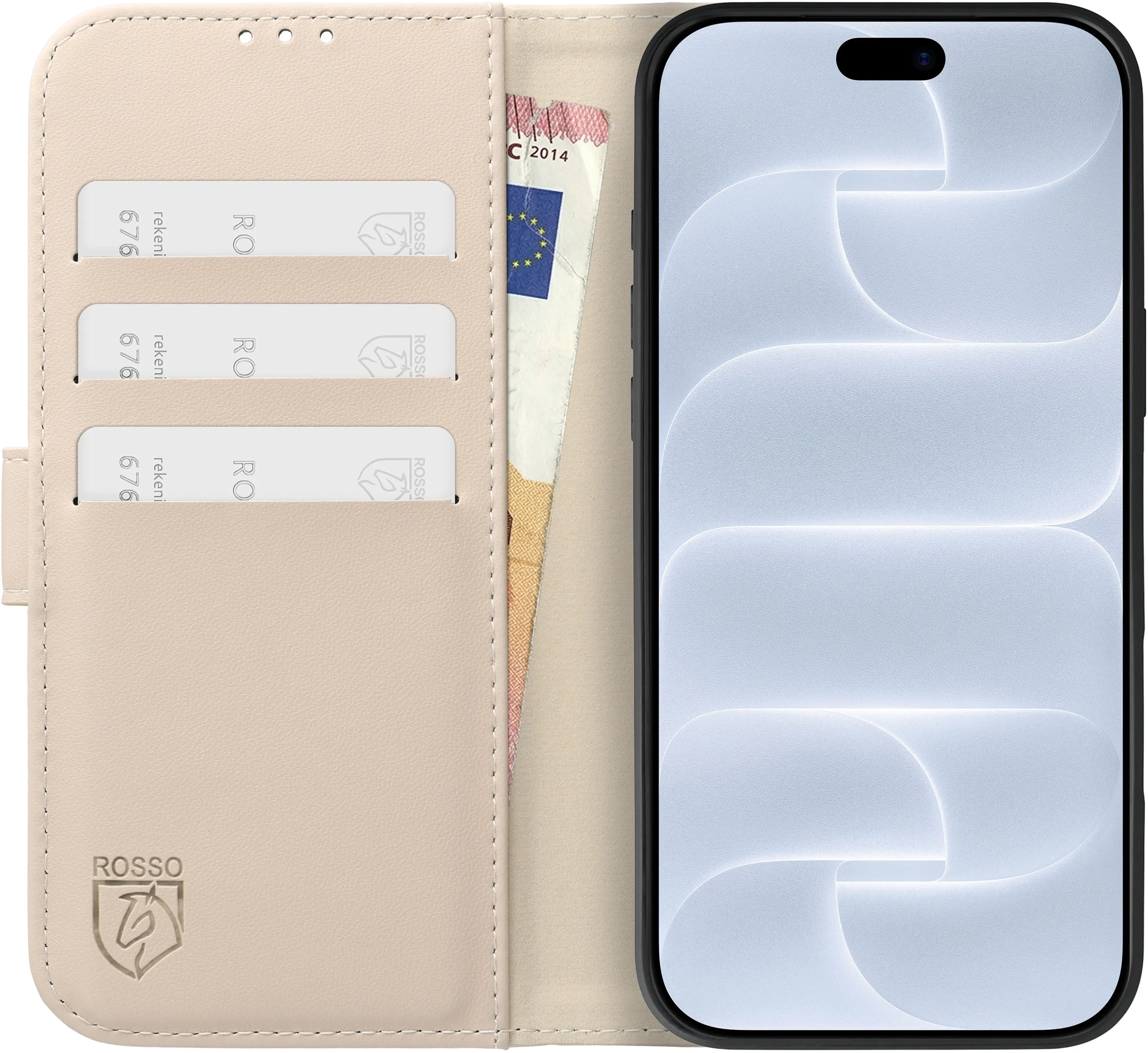 Rosso Element Modern iPhone 18 Pro Max / 17 Pro Max Hoesje Book Case Beige afbeelding 3