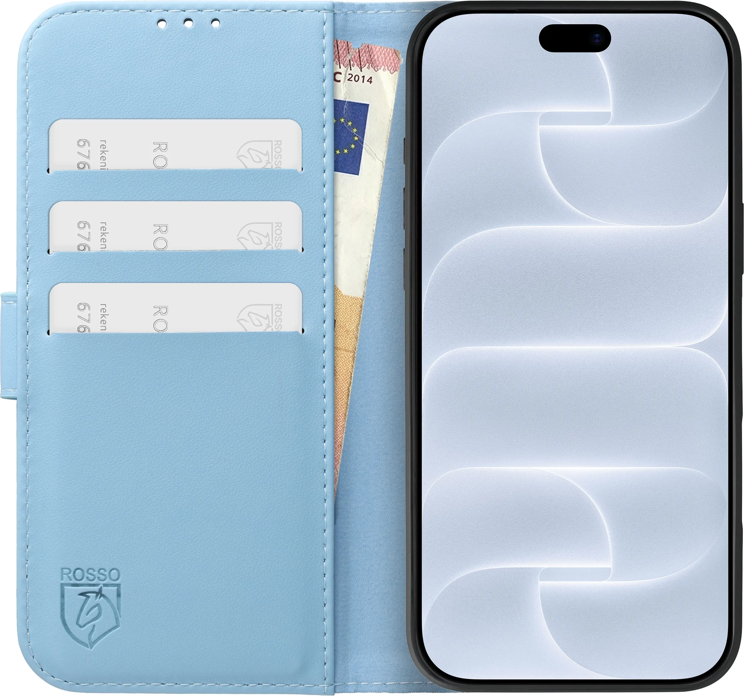 Rosso Element Modern iPhone 18 Pro Max / 17 Pro Max Hoesje Book Case Licht Blauw afbeelding 3