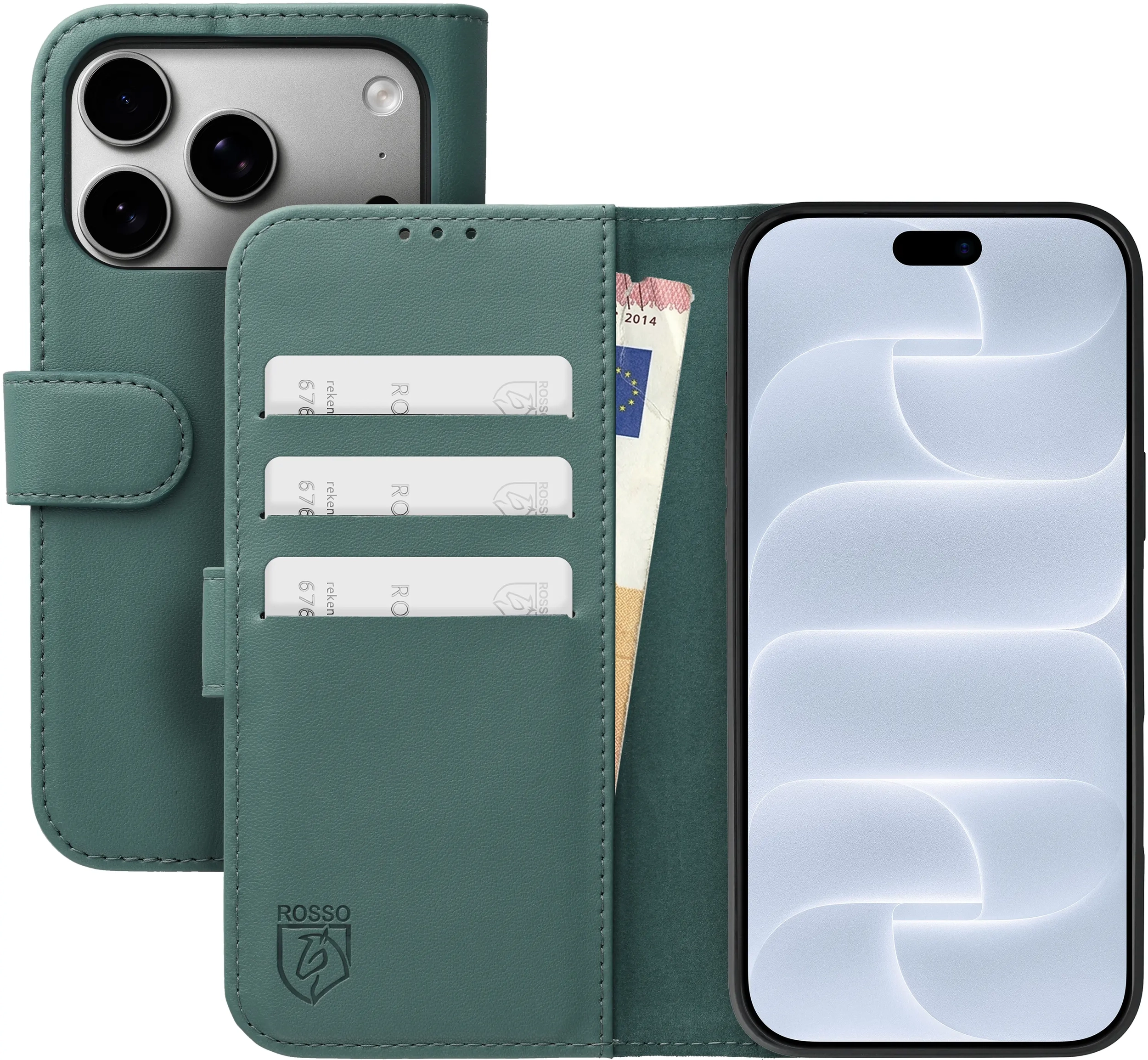 Rosso Element Modern iPhone 18 Pro Max / 17 Pro Max Hoesje Book Case Licht Groen afbeelding 1