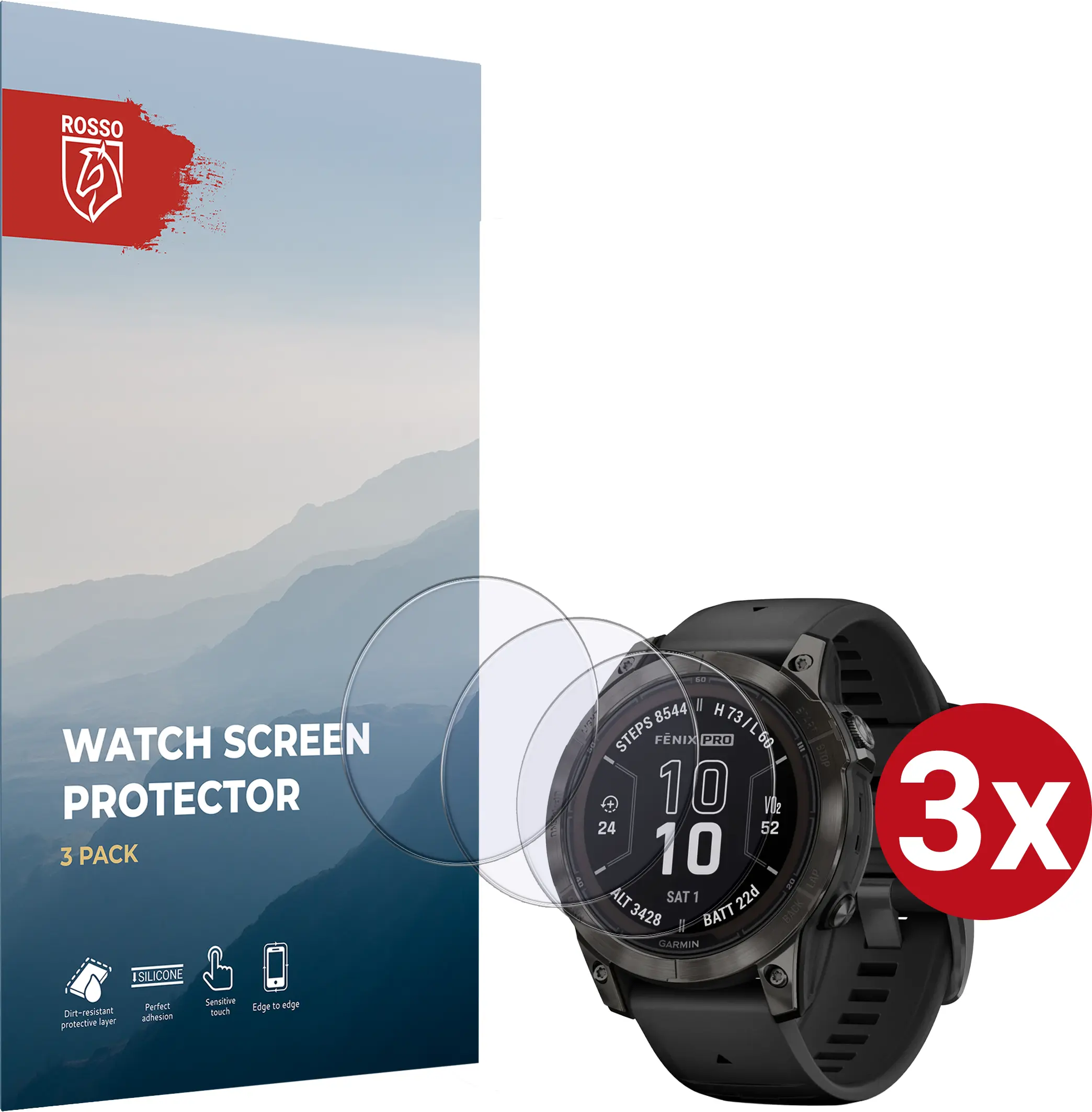 Rosso Garmin Fenix 7 Pro 47MM 9H Tempered Glass Screen Protector 3-Pack afbeelding 1