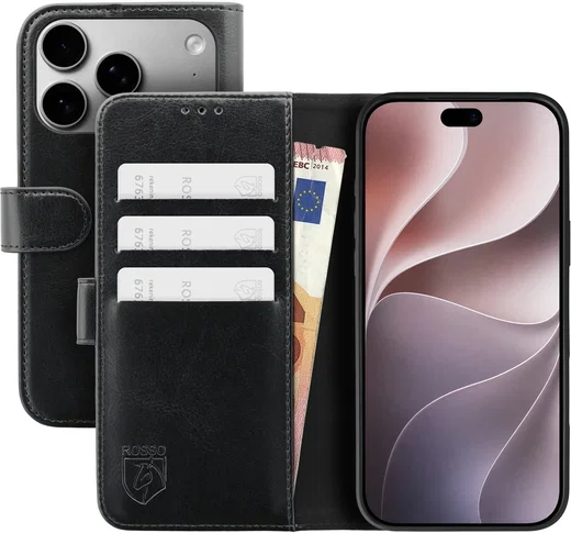 Rosso Element Apple iPhone 18 Pro Hoesje Book Case Wallet Zwart afbeelding 1