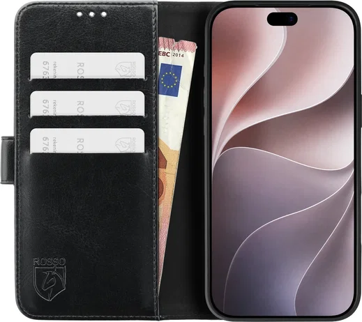 Rosso Element Apple iPhone 18 Pro Hoesje Book Case Wallet Zwart afbeelding 14