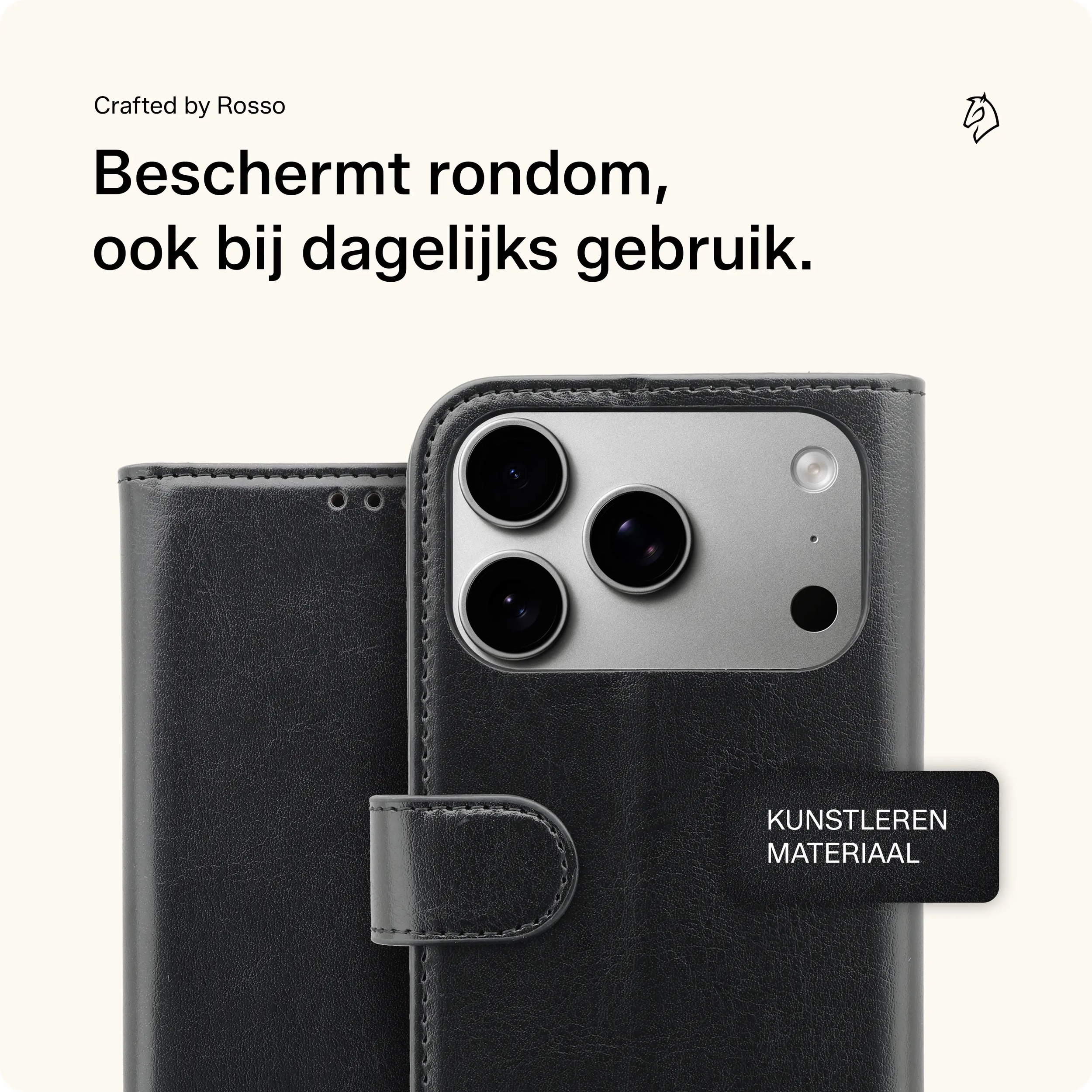 Rosso Element Apple iPhone 18 Pro Hoesje Book Case Wallet Zwart afbeelding 3