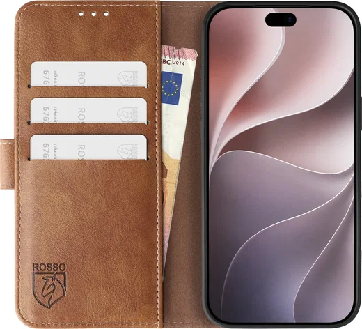 Rosso Element Apple iPhone 18 Pro Hoesje Book Case Wallet Bruin afbeelding 14