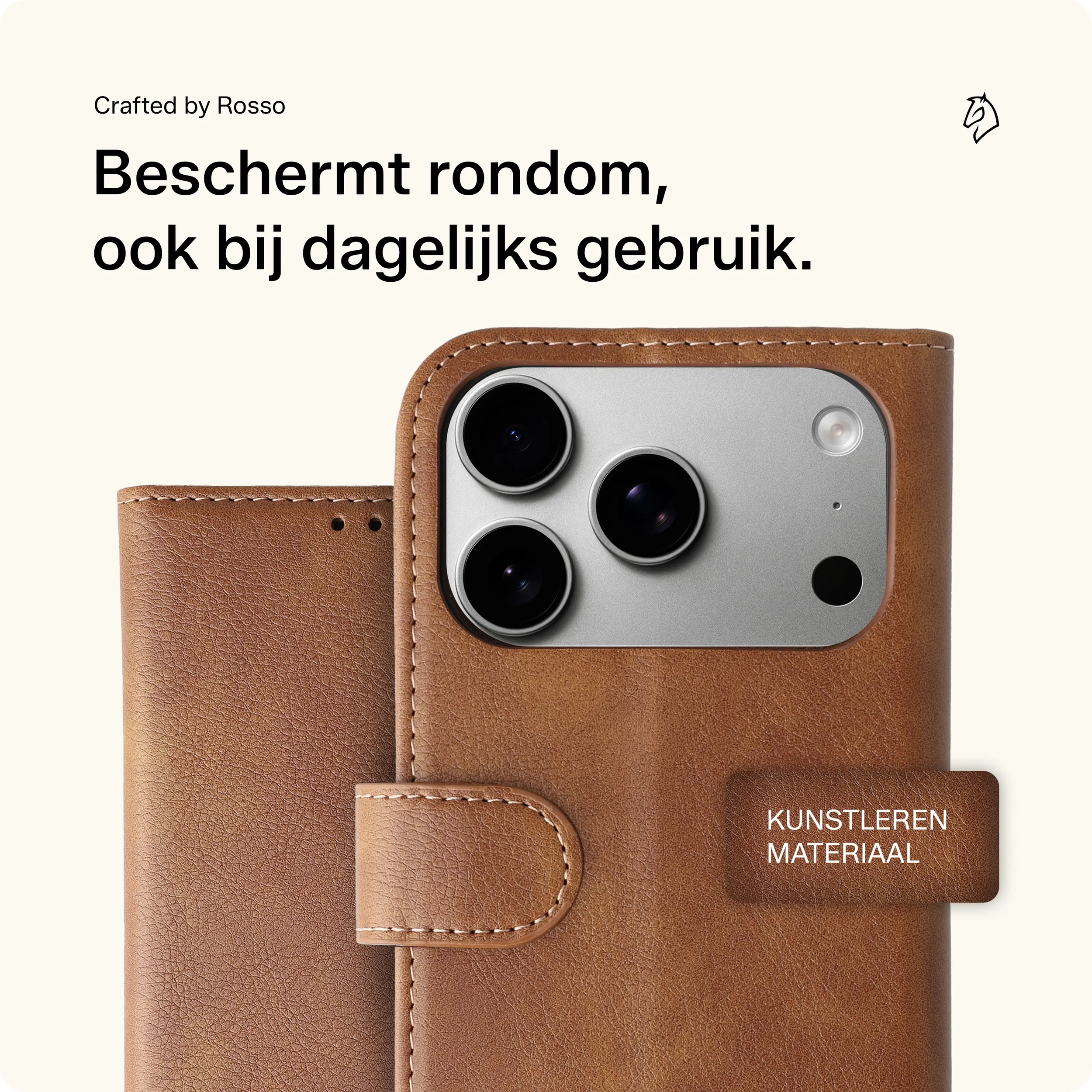 Rosso Element Apple iPhone 18 Pro Hoesje Book Case Wallet Bruin afbeelding 3