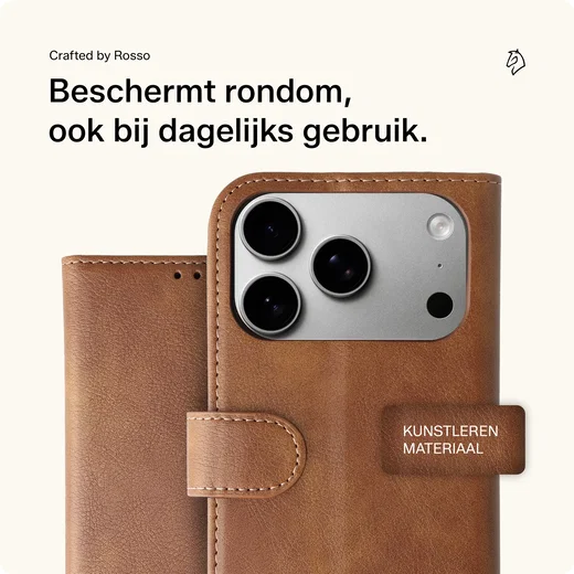Rosso Element Apple iPhone 18 Pro Hoesje Book Case Wallet Bruin afbeelding 3