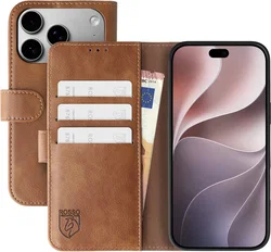 Rosso Element Apple iPhone 18 Pro Hoesje Book Case Wallet Bruin afbeelding