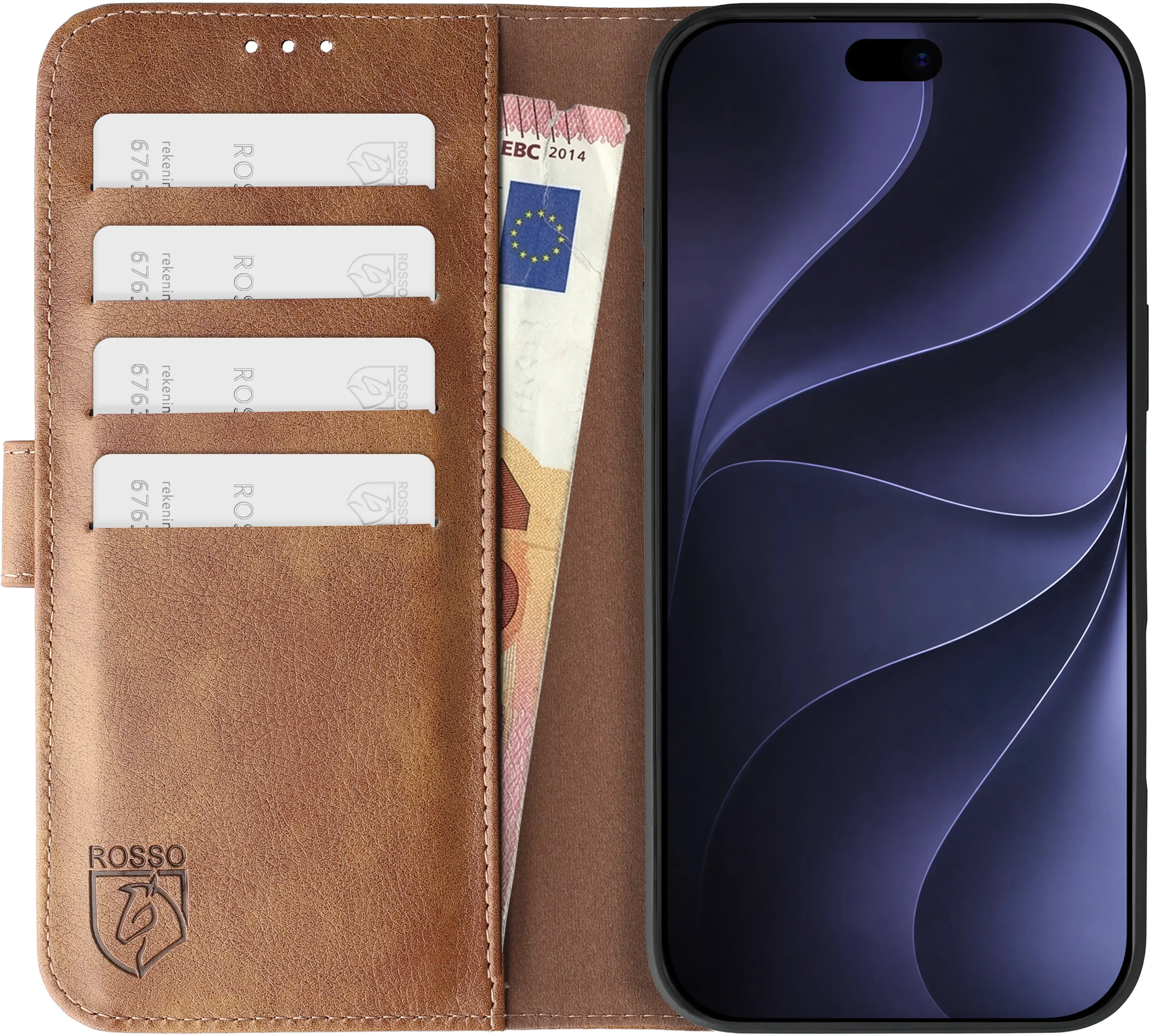 Rosso Element Apple iPhone 18 Pro Max Hoesje Book Case Wallet Bruin afbeelding 14
