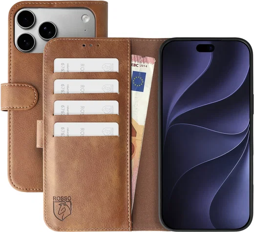 Rosso Element Apple iPhone 18 Pro Max Hoesje Book Case Wallet Bruin afbeelding 1