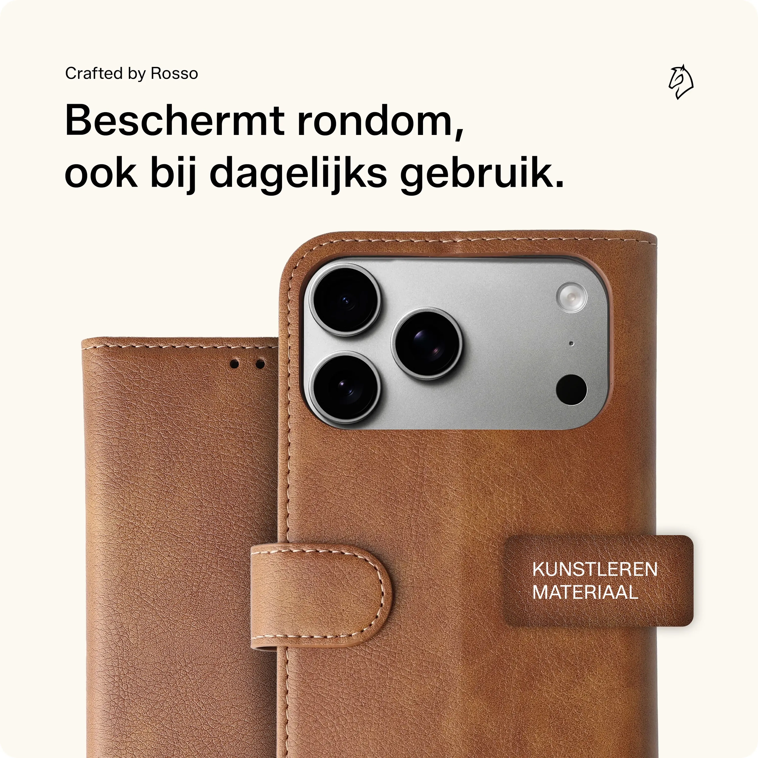 Rosso Element Apple iPhone 18 Pro Max Hoesje Book Case Wallet Bruin afbeelding 3