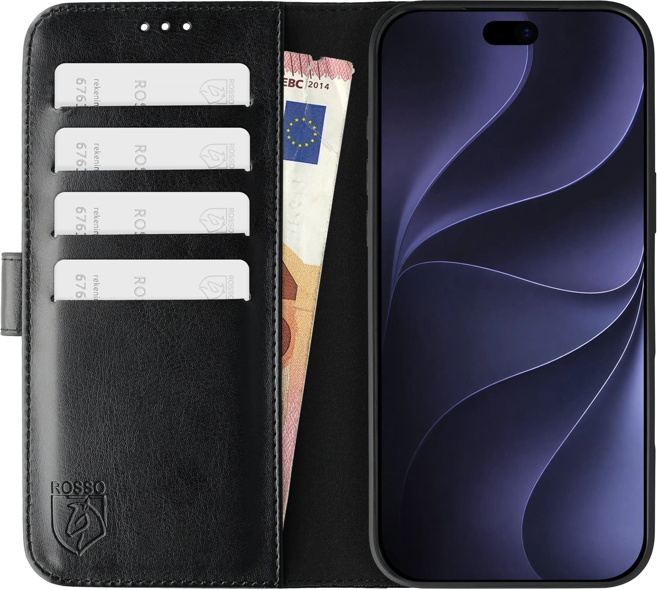 Rosso Element Apple iPhone 18 Pro Max Hoesje Book Case Wallet Zwart afbeelding 17