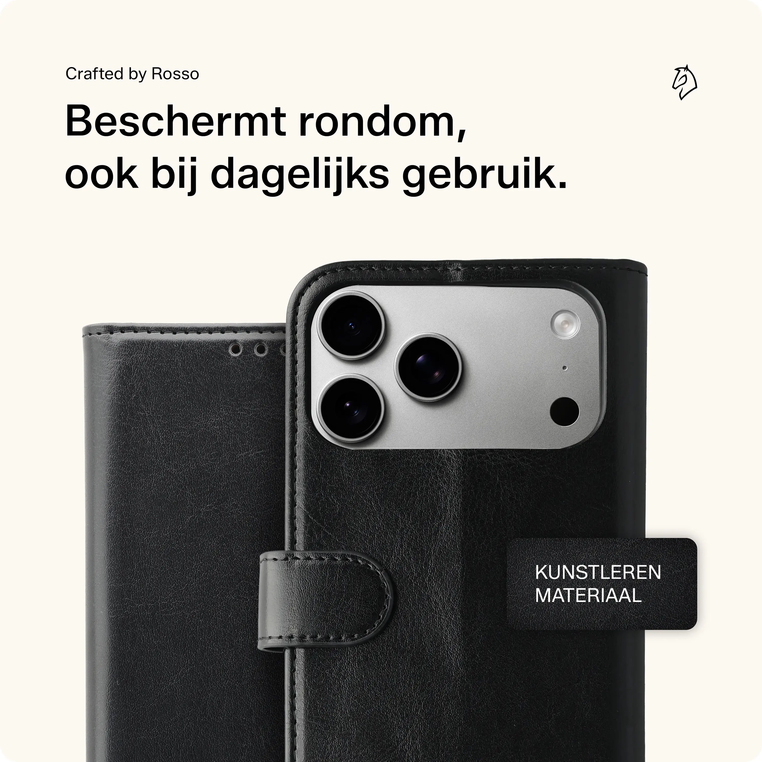 Rosso Element Apple iPhone 18 Pro Max Hoesje Book Case Wallet Zwart afbeelding 3
