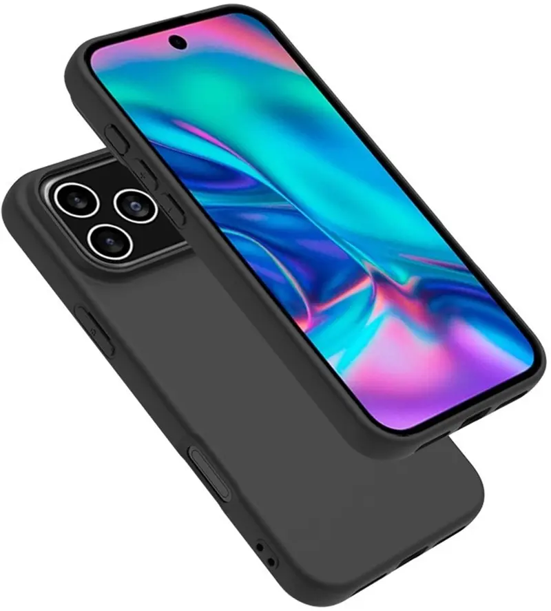 Apple iPhone 18 Pro Max Hoesje Dun TPU Back Cover Matte Zwart afbeelding 4