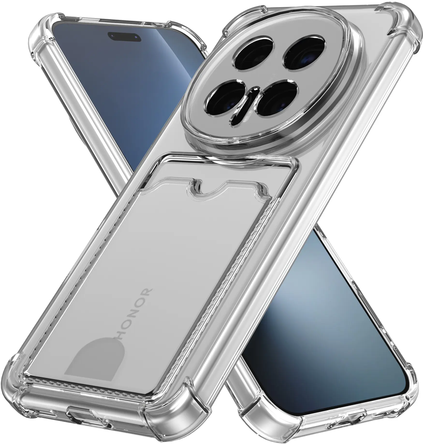 Honor Magic 8 Pro Hoesje Dun TPU met Pasjeshouder Back Cover Transparant afbeelding 2