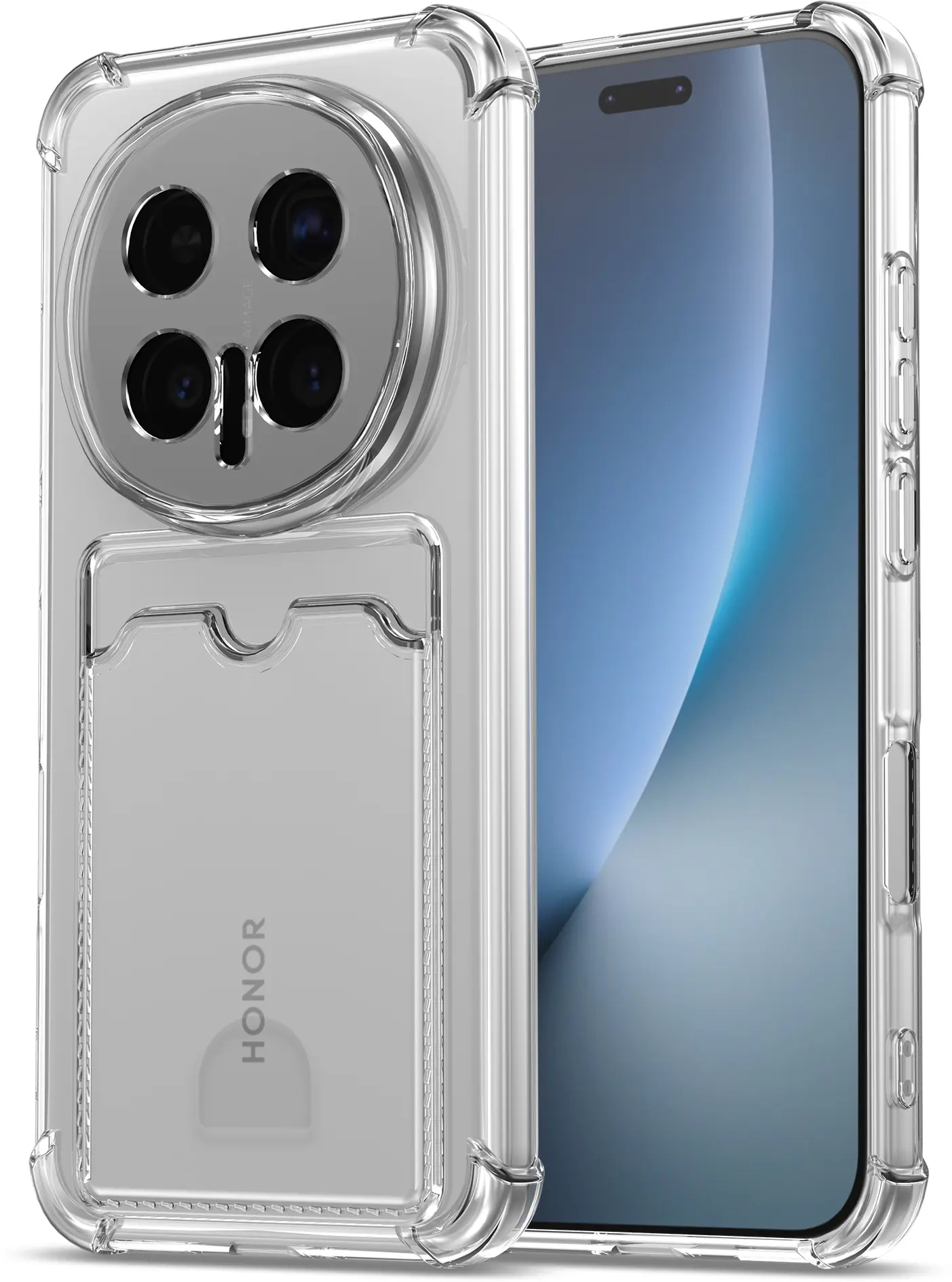 Honor Magic 8 Pro Hoesje Dun TPU met Pasjeshouder Back Cover Transparant afbeelding 1