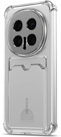 Honor Magic 8 Pro Hoesje Dun TPU met Pasjeshouder Back Cover Transparant afbeelding 4