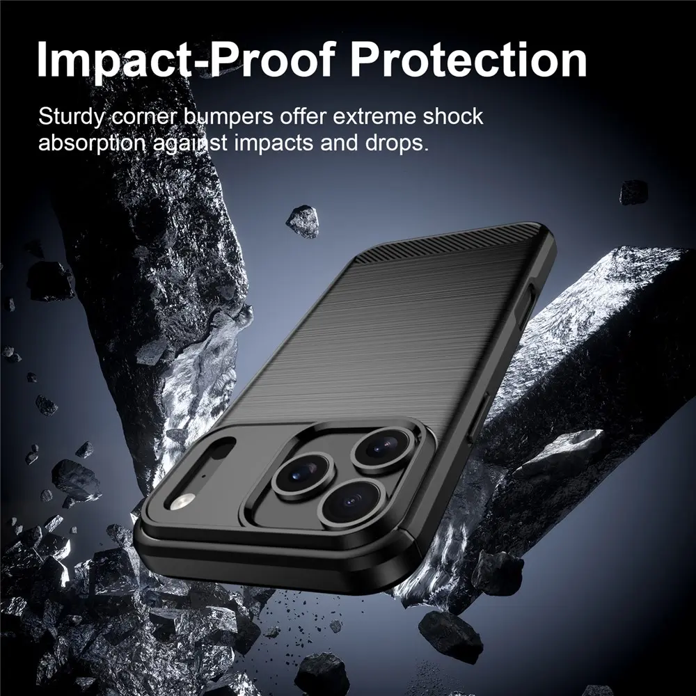 Apple iPhone 18 Pro Hoesje Geborsteld TPU Flexibele Back Cover Zwart afbeelding 6