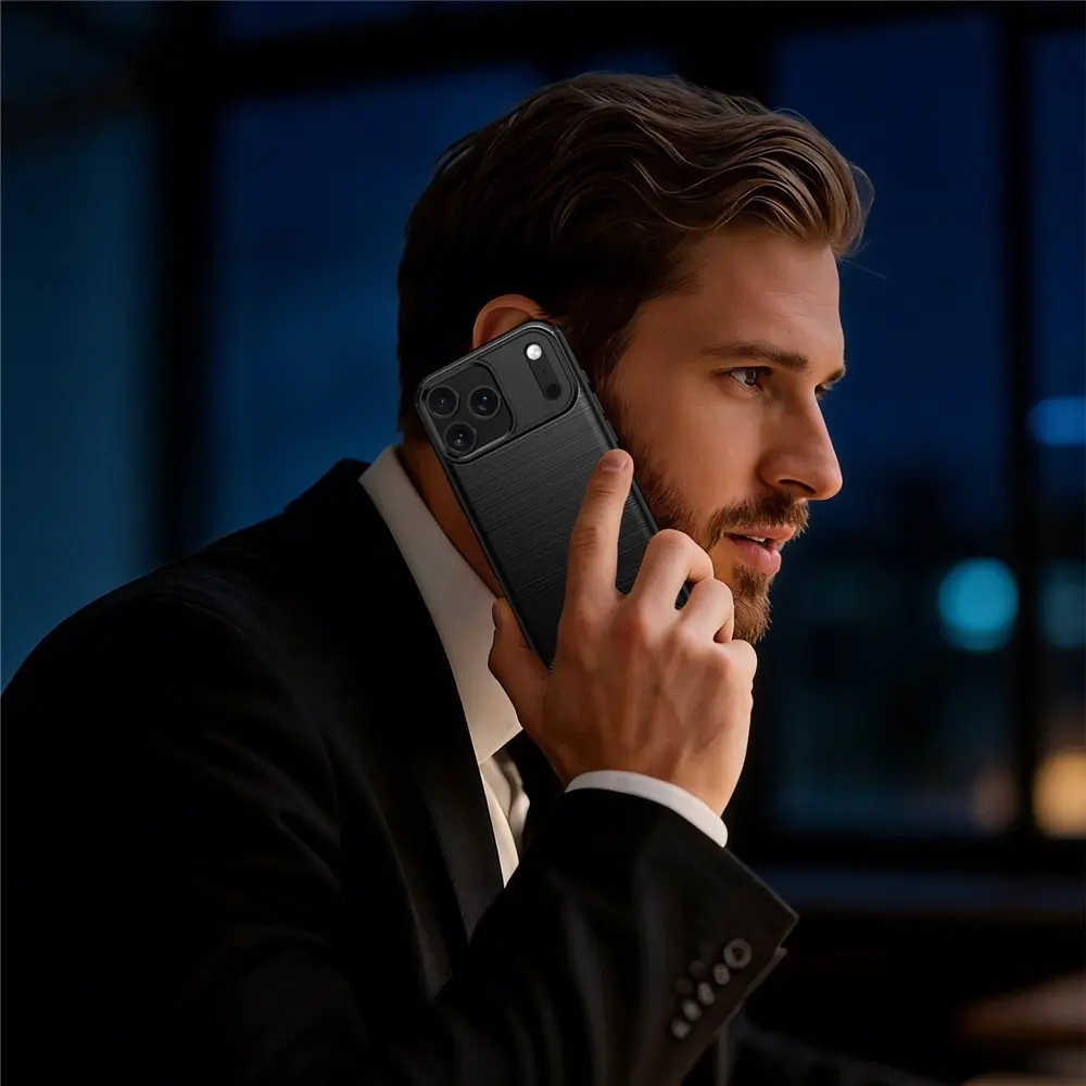 Apple iPhone 18 Pro Hoesje Geborsteld TPU Flexibele Back Cover Zwart afbeelding 12