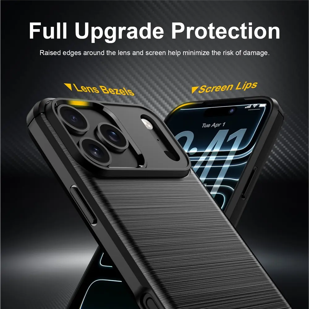 Apple iPhone 18 Pro Hoesje Geborsteld TPU Flexibele Back Cover Zwart afbeelding 5