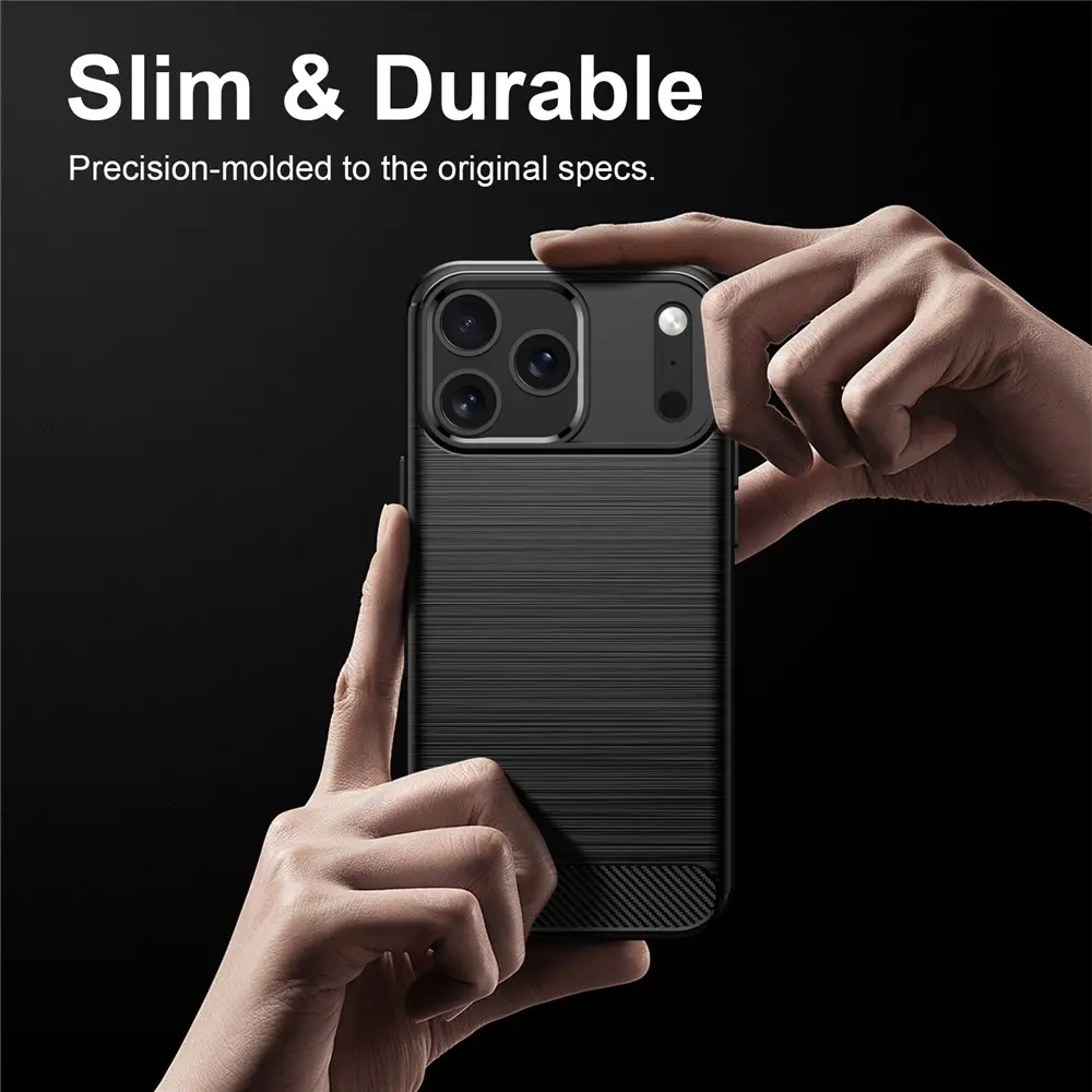 Apple iPhone 18 Pro Hoesje Geborsteld TPU Flexibele Back Cover Zwart afbeelding 10