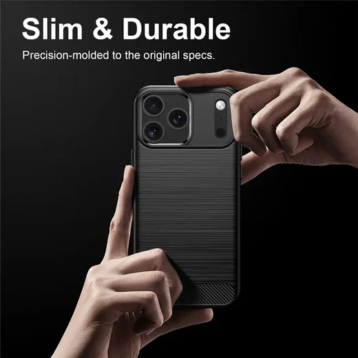 Apple iPhone 18 Pro Hoesje Geborsteld TPU Flexibele Back Cover Zwart afbeelding 10