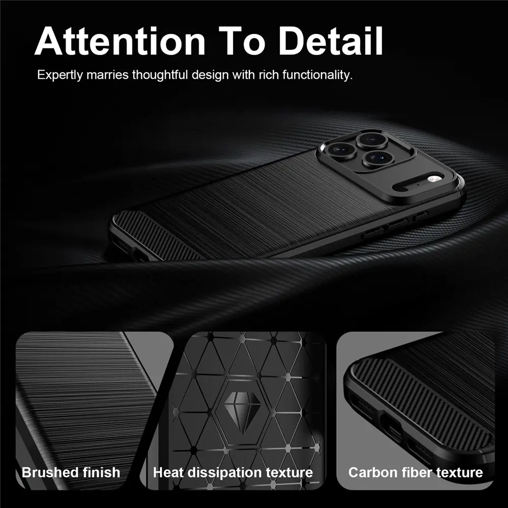 Apple iPhone 18 Pro Hoesje Geborsteld TPU Flexibele Back Cover Zwart afbeelding 9