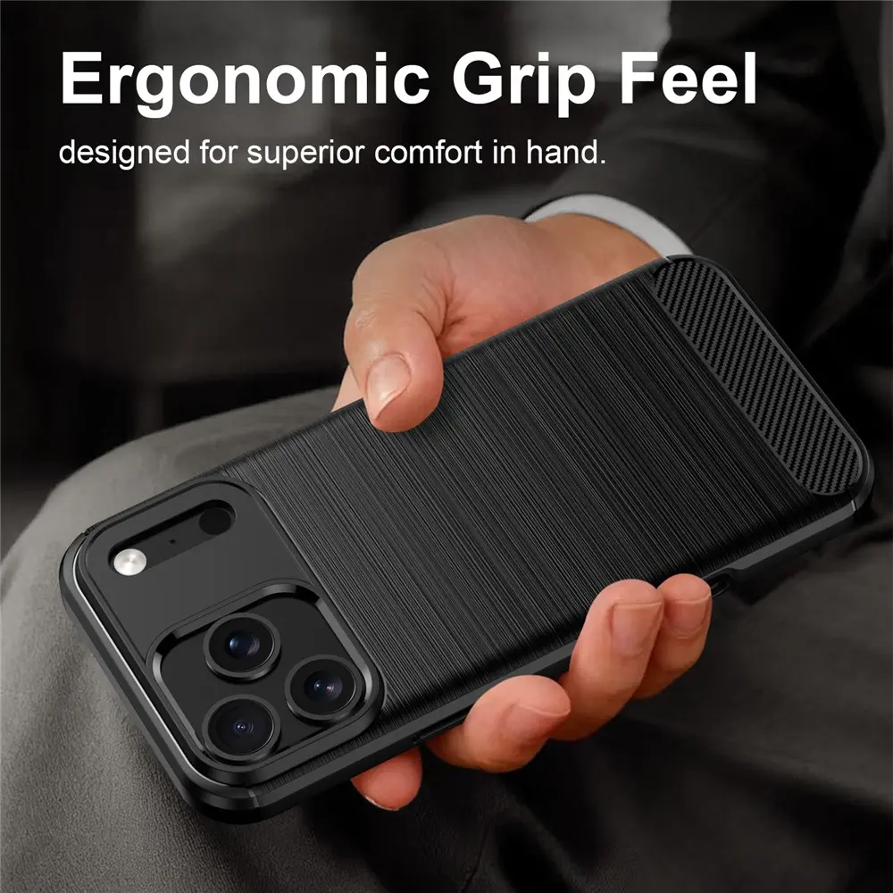 Apple iPhone 18 Pro Hoesje Geborsteld TPU Flexibele Back Cover Zwart afbeelding 2