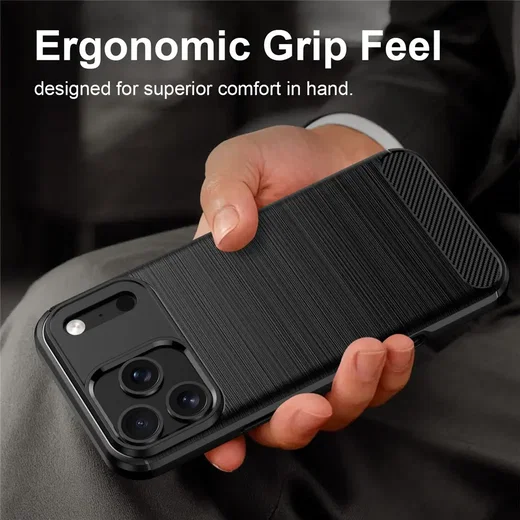 Apple iPhone 18 Pro Hoesje Geborsteld TPU Flexibele Back Cover Zwart afbeelding 2