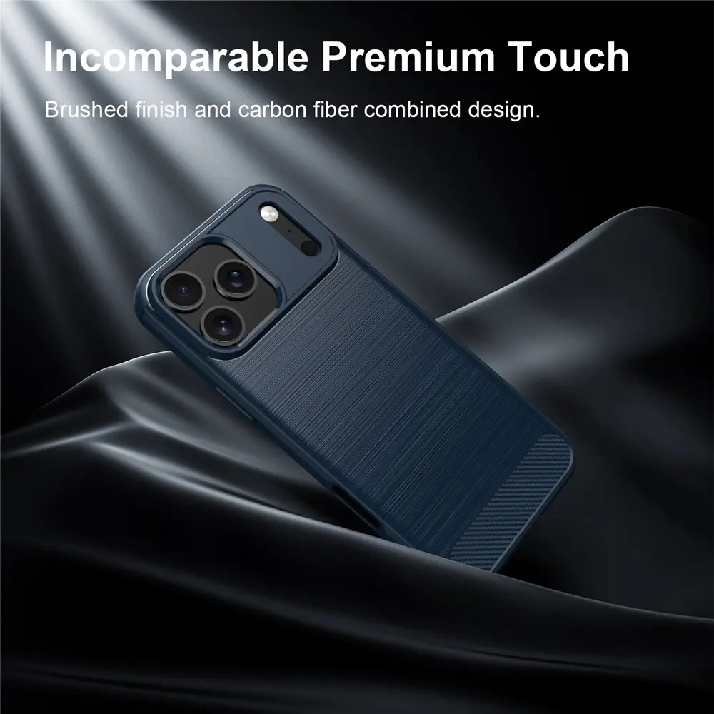 Apple iPhone 18 Pro Hoesje Geborsteld TPU Flexibele Back Cover Blauw afbeelding 11