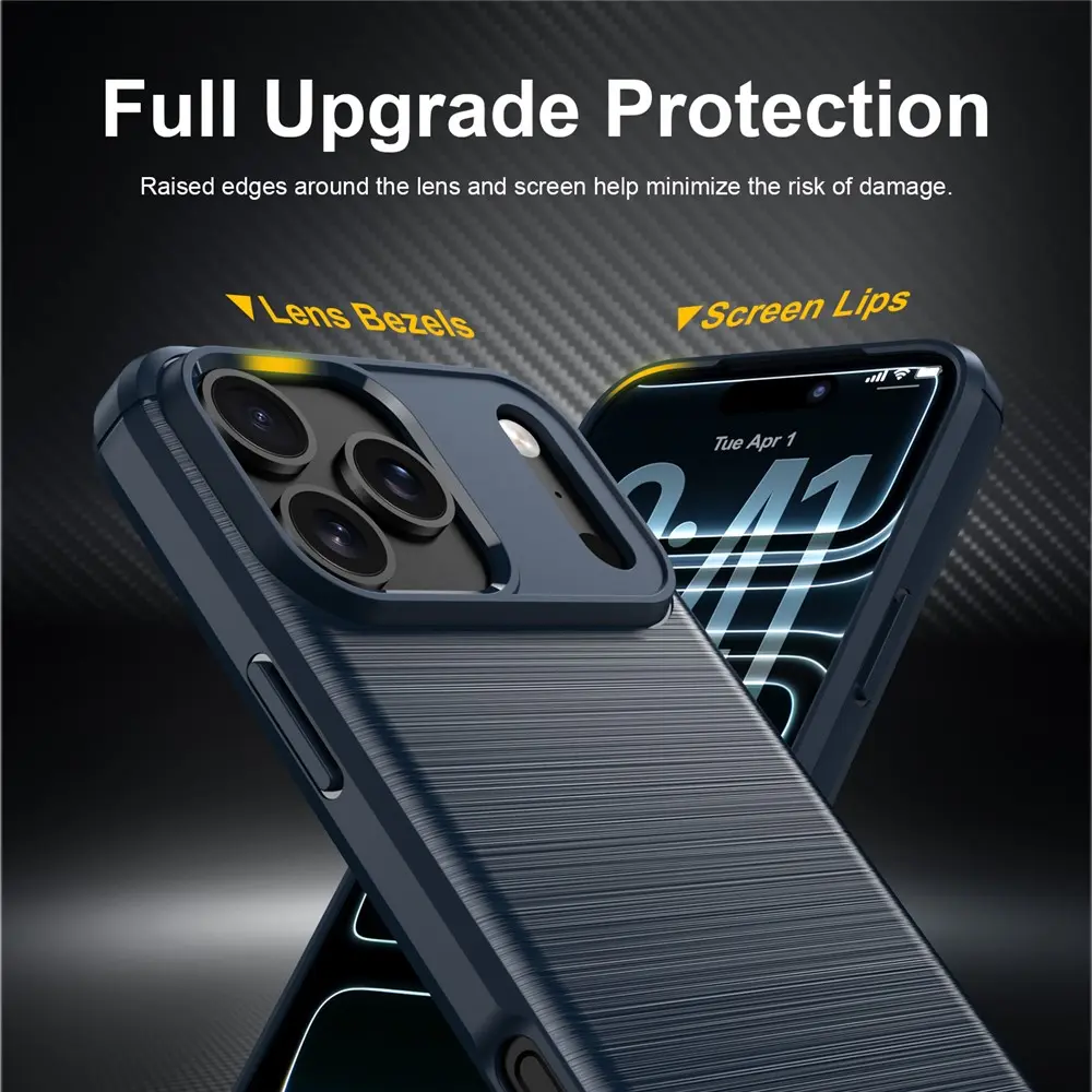 Apple iPhone 18 Pro Hoesje Geborsteld TPU Flexibele Back Cover Blauw afbeelding 5