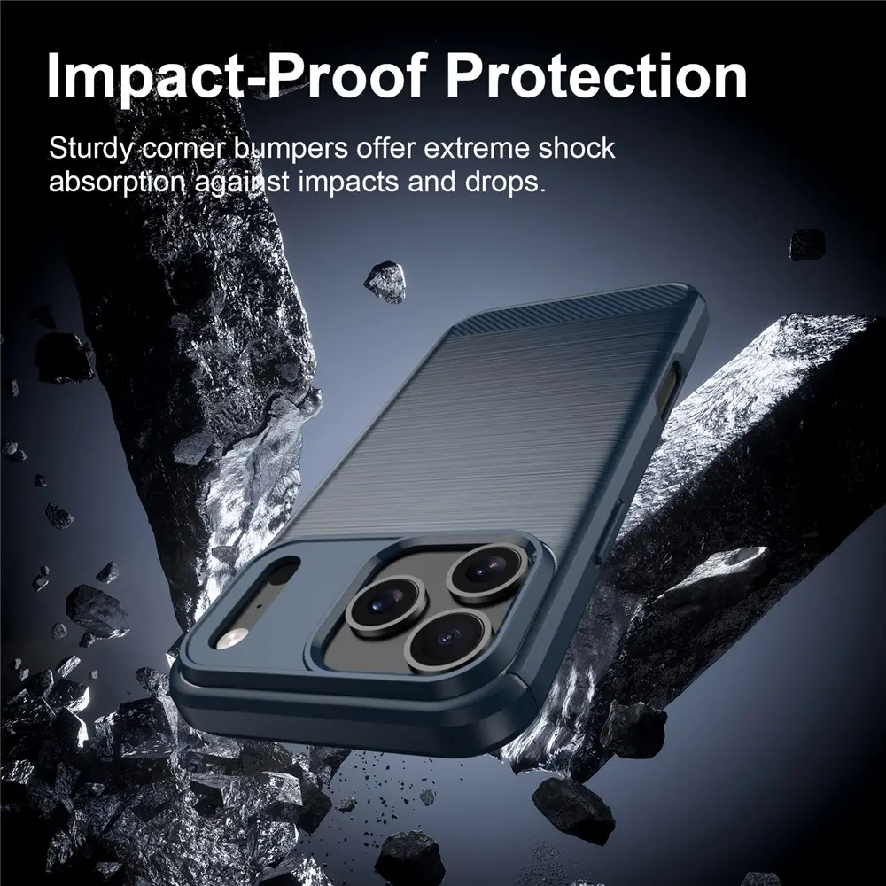 Apple iPhone 18 Pro Hoesje Geborsteld TPU Flexibele Back Cover Blauw afbeelding 6