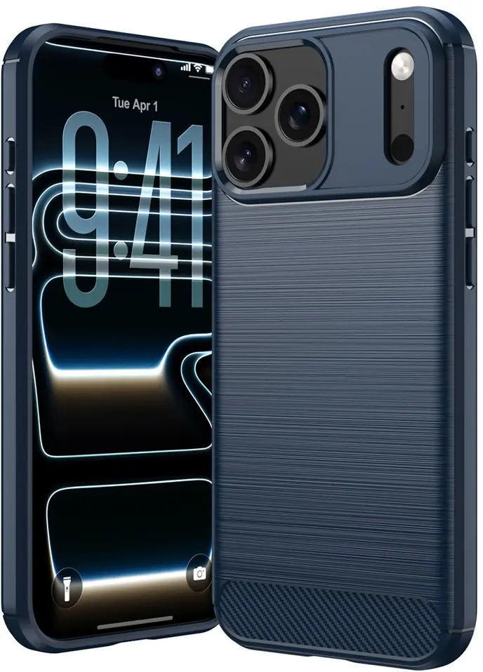 Apple iPhone 18 Pro Hoesje Geborsteld TPU Flexibele Back Cover Blauw afbeelding 1