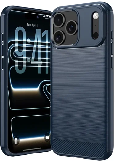 Apple iPhone 18 Pro Hoesje Geborsteld TPU Flexibele Back Cover Blauw afbeelding 1