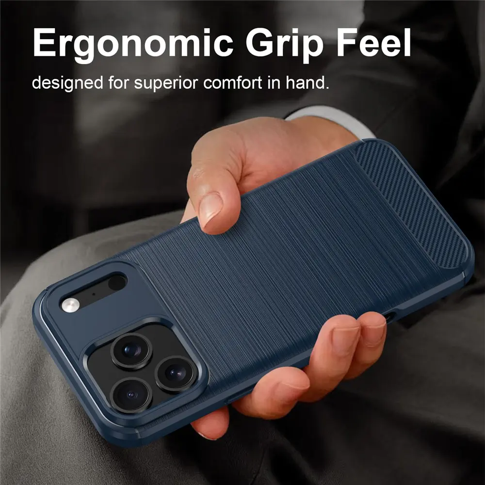 Apple iPhone 18 Pro Hoesje Geborsteld TPU Flexibele Back Cover Blauw afbeelding 2