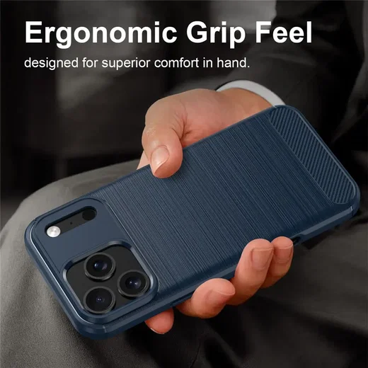Apple iPhone 18 Pro Hoesje Geborsteld TPU Flexibele Back Cover Blauw afbeelding 2