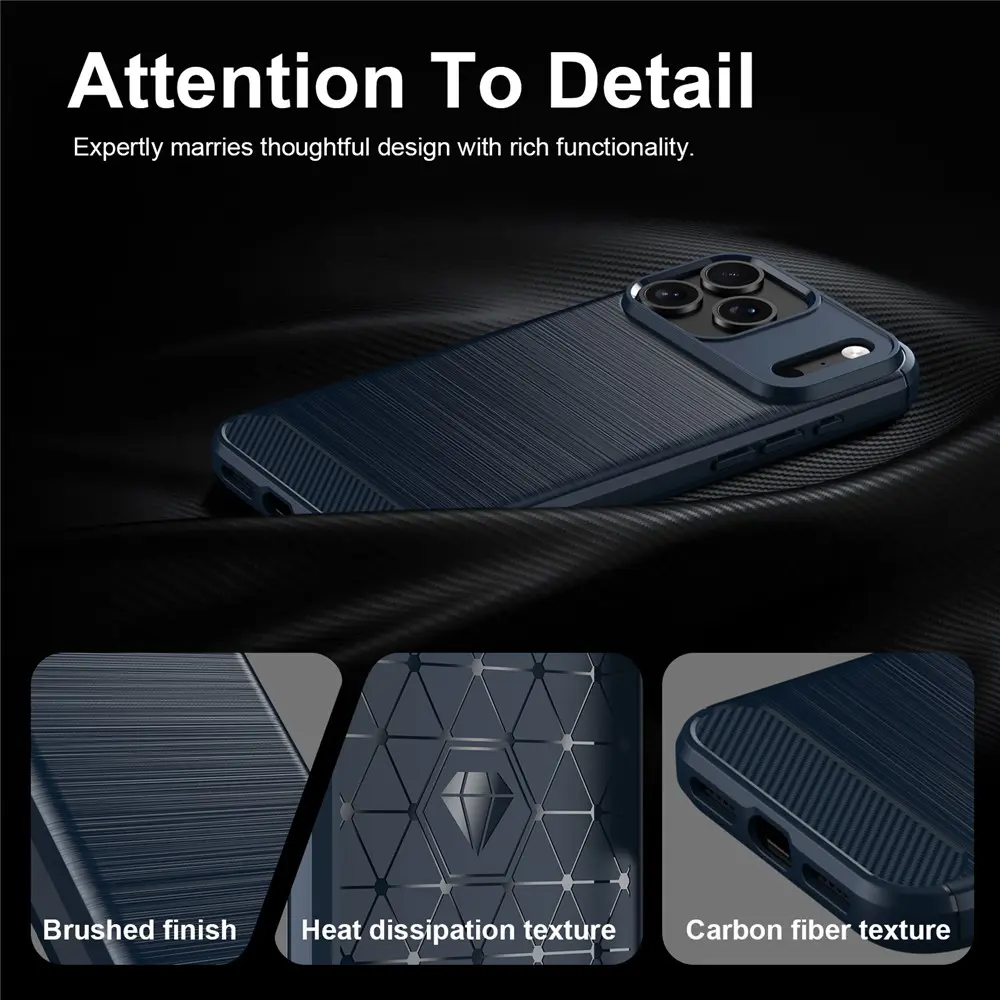 Apple iPhone 18 Pro Hoesje Geborsteld TPU Flexibele Back Cover Blauw afbeelding 9