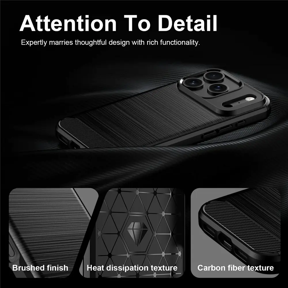Apple iPhone 18 Pro Max Hoesje Geborsteld TPU Flexibele Back Cover Zwart afbeelding 9