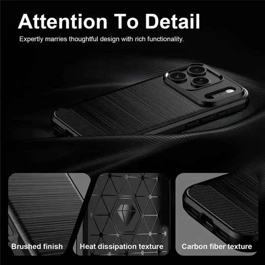 Apple iPhone 18 Pro Max Hoesje Geborsteld TPU Flexibele Back Cover Zwart afbeelding 9