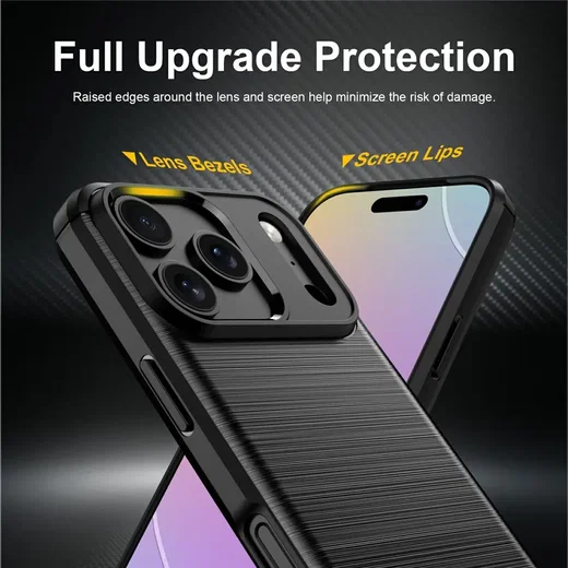 Apple iPhone 18 Pro Max Hoesje Geborsteld TPU Flexibele Back Cover Zwart afbeelding 5