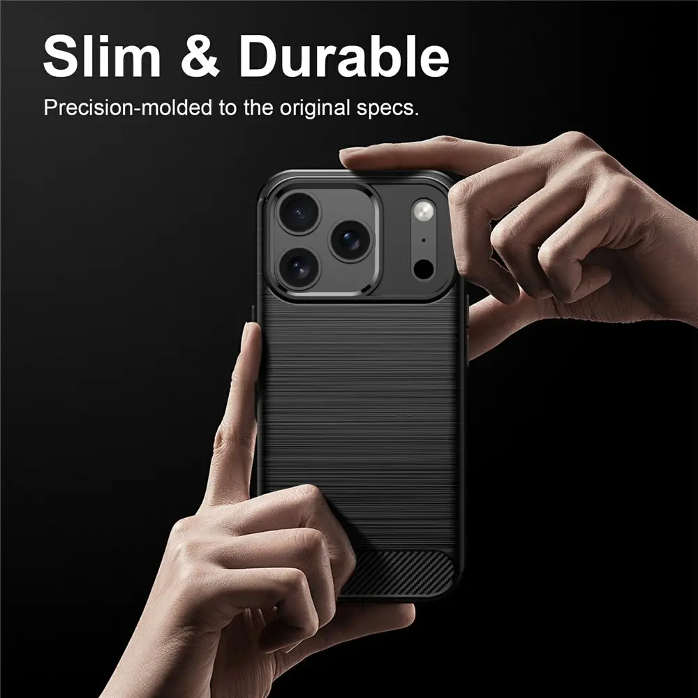 Apple iPhone 18 Pro Max Hoesje Geborsteld TPU Flexibele Back Cover Zwart afbeelding 10