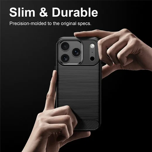 Apple iPhone 18 Pro Max Hoesje Geborsteld TPU Flexibele Back Cover Zwart afbeelding 10