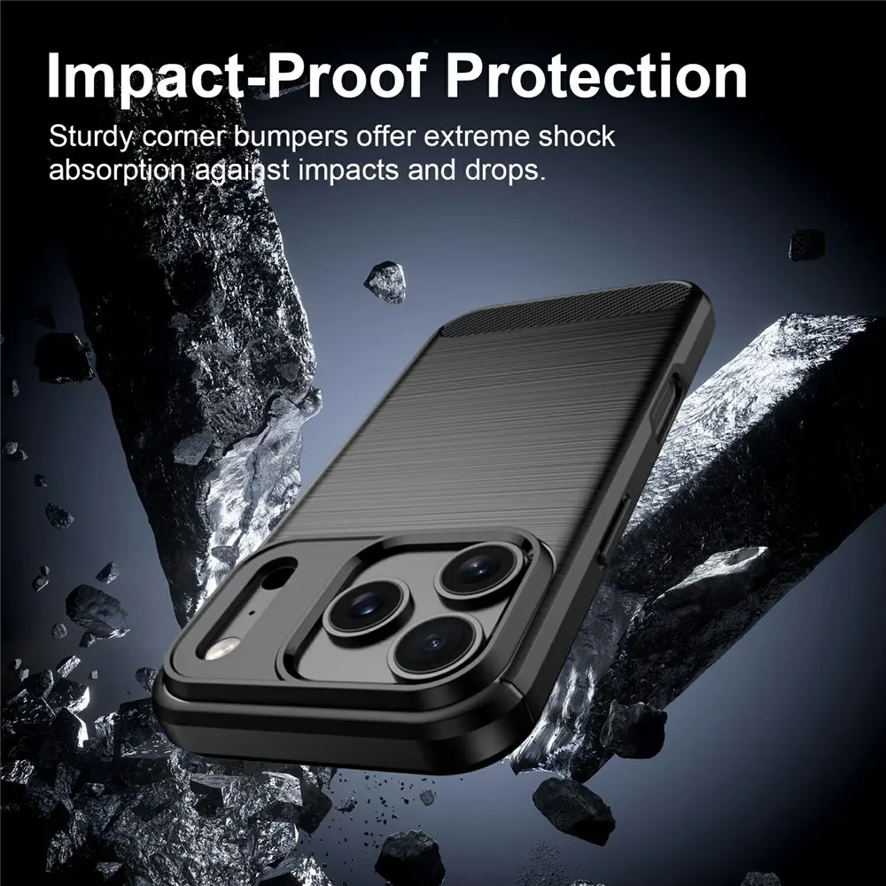Apple iPhone 18 Pro Max Hoesje Geborsteld TPU Flexibele Back Cover Zwart afbeelding 6