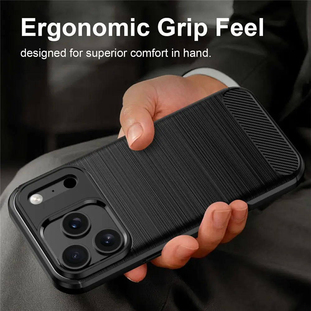 Apple iPhone 18 Pro Max Hoesje Geborsteld TPU Flexibele Back Cover Zwart afbeelding 2