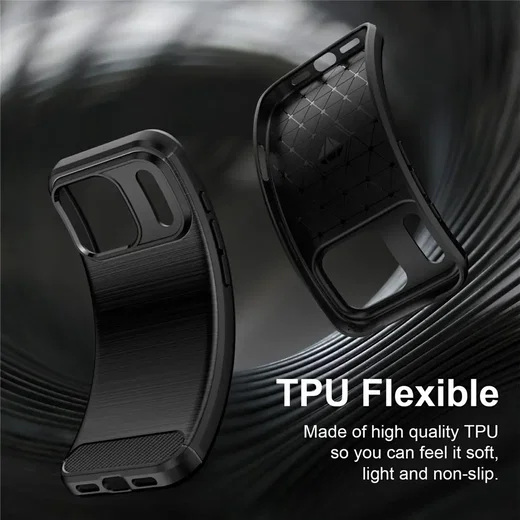 Apple iPhone 18 Pro Max Hoesje Geborsteld TPU Flexibele Back Cover Zwart afbeelding 7